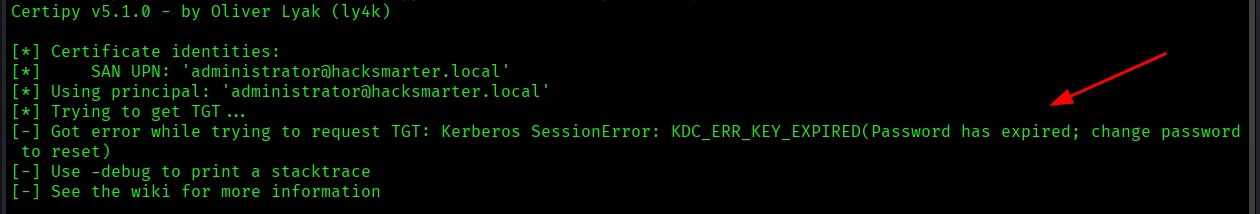 Try Create a certificate for the Administrator user
